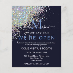 Makeup Elegant Holographic Rose Gold Glitter Blue Flyer