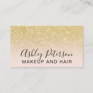 Makeup elegant typography blush chic gold glitter business card