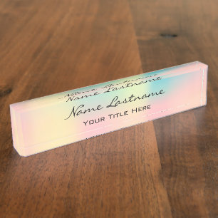 Makeup Esthetician Beauty Holograph Rose Pink Nameplate