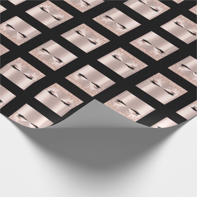 Makeup Event Lashes Rose Spark Bridal Sweet16th Wrapping Paper (Corner)