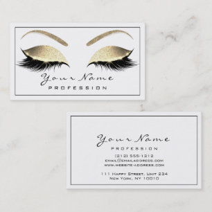 Makeup Eyebrow Beauty Lashes Glitter Gold White Business Card