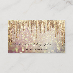 Makeup Eyebrow Eyelash Glitter Drips Gold Sparkly Business Card
