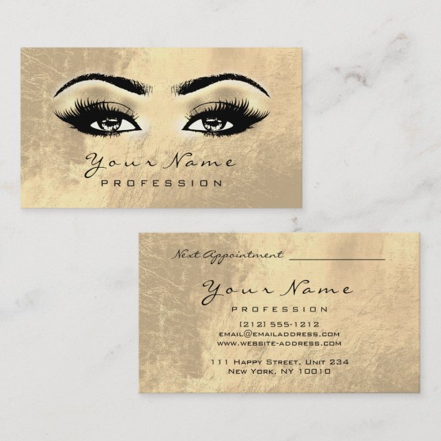 Makeup Eyebrow Eyes Lashes Appointment Card Brows (Front/Back)