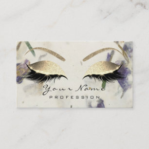 Makeup Eyebrow Eyes Lashes Glitter Gold Purple Business Card