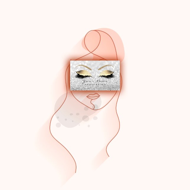 Makeup Eyebrow Eyes Lashes Glitter Grey Glam Business Card (Makeup Eyebrow Eyes Lashes Glitter Gray Glam Business Card)