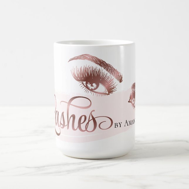 Makeup Eyebrow Eyes Lashes Glitter Rose Gold Coffee Mug (Center)