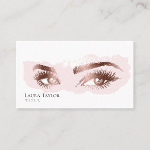 Makeup Eyebrow Eyes Lashes Rose Gold Business Card
