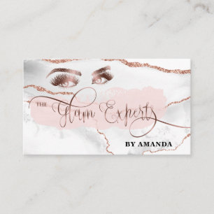 Makeup Eyebrow Eyes Lashes Rose Gold Marble Busine Business Card