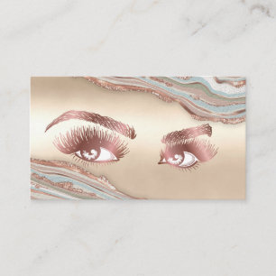 Makeup Eyebrow Eyes Lashes Rose Gold Marble Busine Business Card