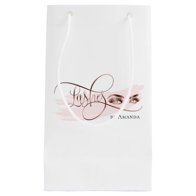 Makeup Eyebrow Eyes Lashes Rose Gold Small Gift Bag (Front)