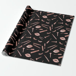Makeup, Eyebrow, Eyes, Lashes, Rose Gold Wrapping Paper