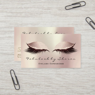 Makeup Eyebrow Lash Extension Eyes Rose Blush Business Card