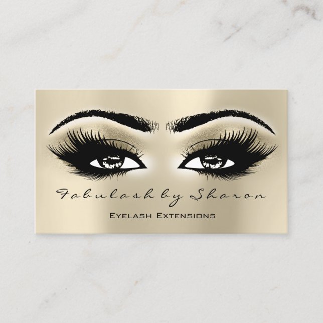 Makeup Eyebrow Lash Extension Glitter Open Eyes Business Card (Front)