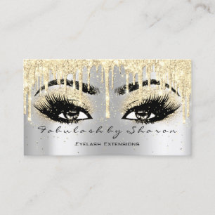 Makeup Eyebrow Lash Glitter Drip Grey Gold Spark Business Card