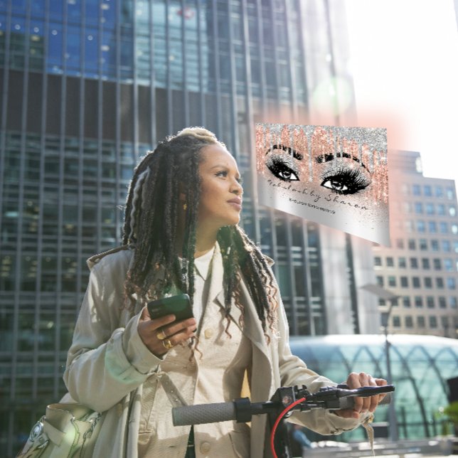 Makeup Eyebrow Lash Glitter Drip Grey Silver Spark Business Card (Makeup Eyebrow Lash Glitter Drip Gray Silver Spark Business Card)