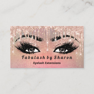 Makeup Eyebrow Lash Glitter Drip Rose Gold Business Card