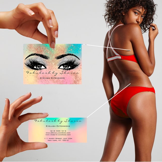 Makeup Eyebrow Lash Glitter Pastel Spark Esthetici Business Card (#PastelPassion #GlitterGlow #LashLove #EyebrowElegance #MakeupMagic #EstheticianElite #SparkleStatem)