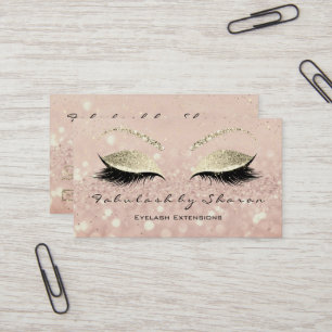 Makeup Eyebrow Lashes Extension Glitter Gold Skinn Business Card
