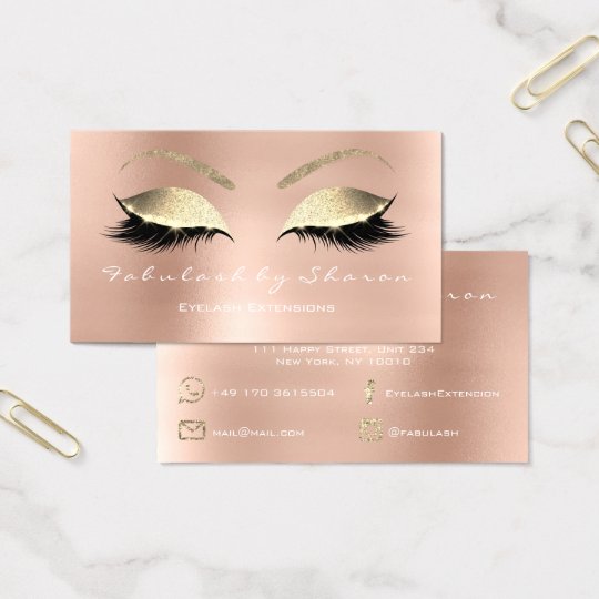 Makeup Eyebrow Lashes Glitter Diamond Blush White Business Card