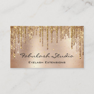 Makeup Eyebrow Lashes Glitter Drips Gold Spark Business Card
