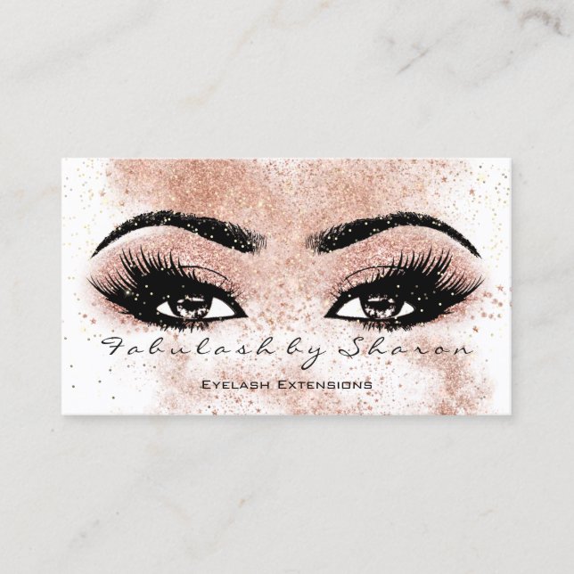 Makeup Eyebrow Lashes Glitter Eyes Spark Estetican Business Card (Front)