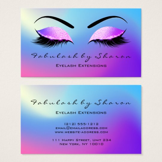 Makeup Eyebrow Lashes Glitter Skinny Miami Pink Business Card