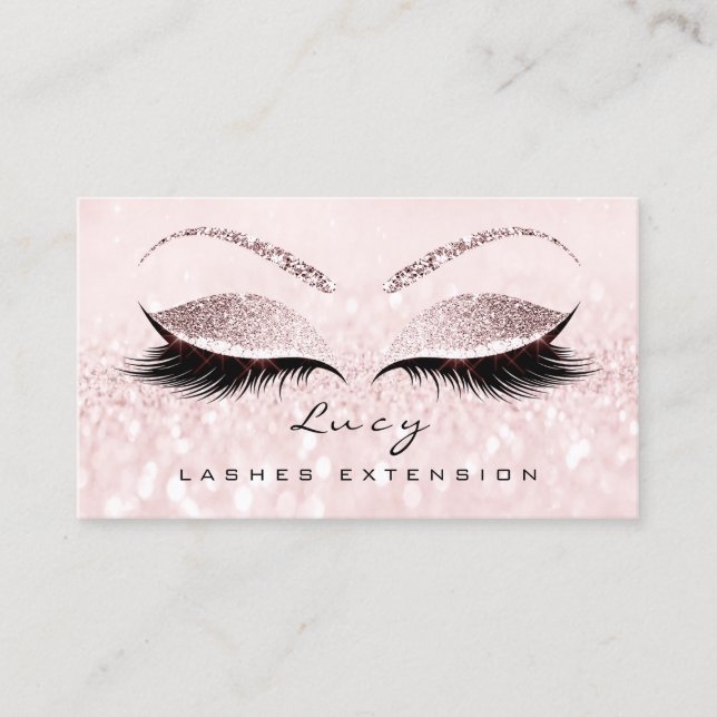 Makeup Eyebrow Name Lash Glitter Pink Princess Business Card (Front)