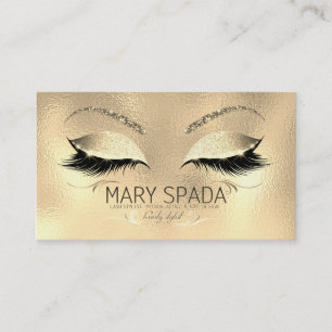 Makeup Eyebrows Lashes Glitter Diamond Gold Name Business Card