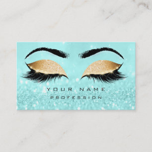 Makeup Eyebrows Lashes Glitter Ocean Gold Business Card