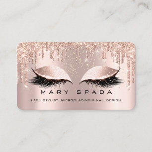 Makeup Eyebrows Lashes Pink Rose Spark Social Business Card