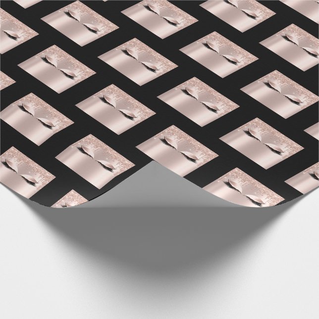 Makeup Eyebrows Lashes Rose Spark Bridal Sweet16th Wrapping Paper (Corner)