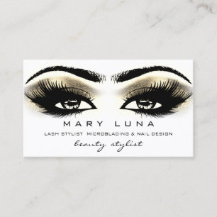 Makeup Eyebrows Lashes White Gold Metallic Eyes Business Card