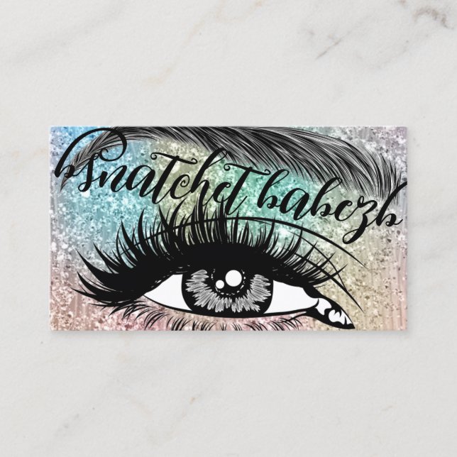 Makeup Eyelash Brows QRCode Logo Glitter Business Card (Front)