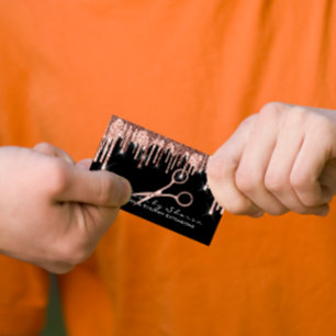 Makeup Eyelash Hairdresser Scissors Rose Black Business Card