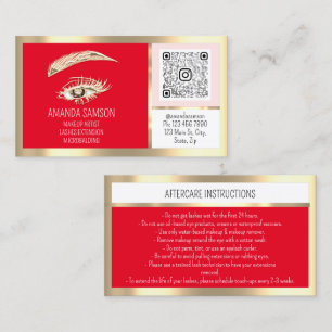Makeup Eyelash Microblade Qr Code Aftercare Gold  Business Card