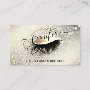 Makeup Eyelash QR Code Logo Glitter Gold Royal Business Card