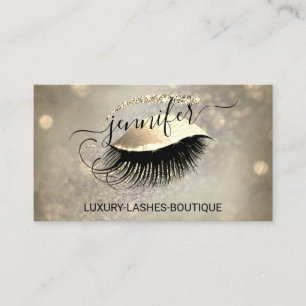 Makeup Eyelash QR Code Logo Glitter Lash Gold Business Card