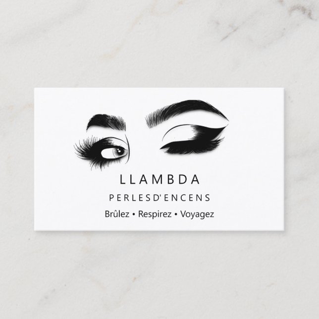 Makeup Eyelashes Brows Minimal Logo White Gold   B Business Card (Front)
