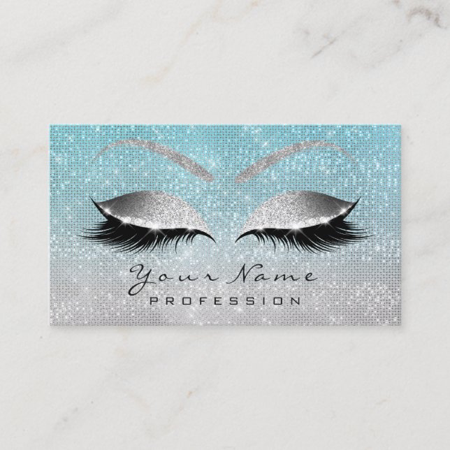 Makeup Eyes Lashes Glitter Grey Blue Appointment Card (Front)