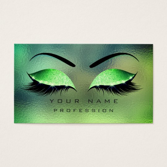 Makeup Eyes Lashes Glitter Tropical Green Eyebrow Business Card