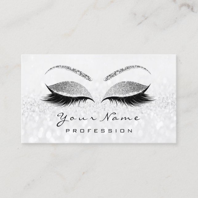 Makeup Eyes Lashes Grey Silver Appointment Card (Front)