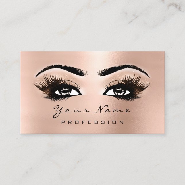 Makeup Eyes Lashes Pink Rose Gold Appointment Card (Front)