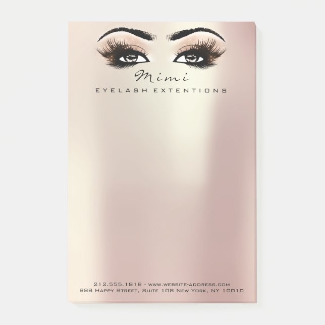 Makeup Eyes Lashes Rose Name Web Telephone Number Post-it Notes (Front)