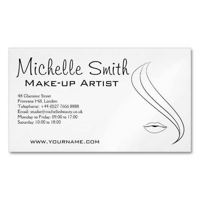 Makeup fashion face icon artist  branding 	Magnetic business card (Front)