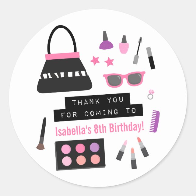 Makeup Fashion Show Birthday Party Deco Stickers (Devant)