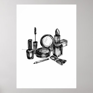 Makeup Fashion Sketch Poster