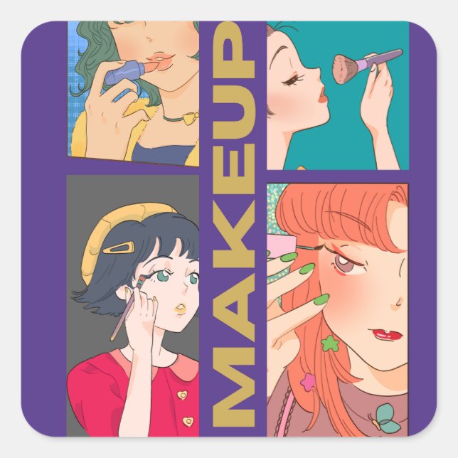 MAKEUP GIRLS SQUARE STICKER (Front)