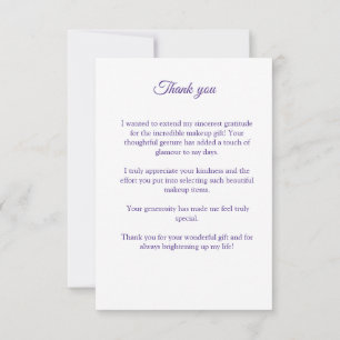 MAKEUP GIRLS THANK YOU CARD