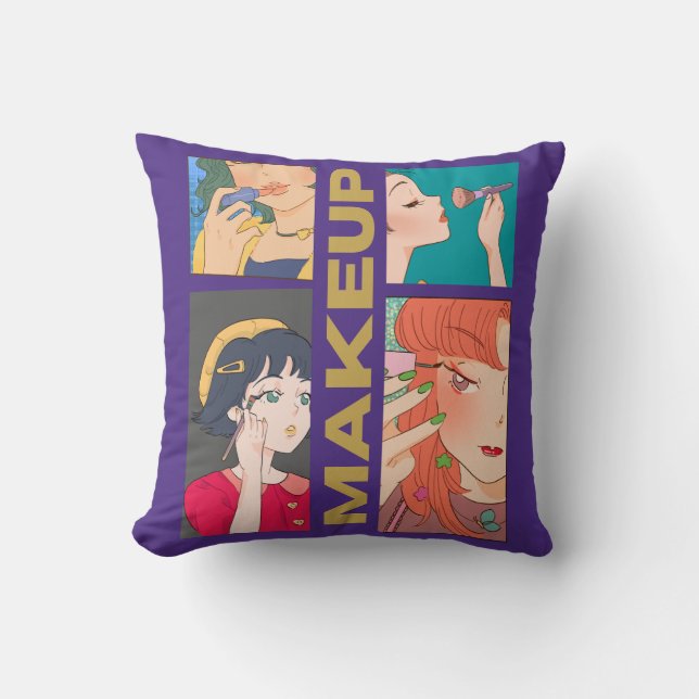MAKEUP GIRLS THROW PILLOW (Front)