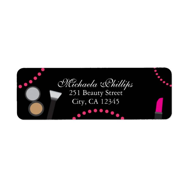 Makeup Glamour Chic Swirl Party Address Label (Front)